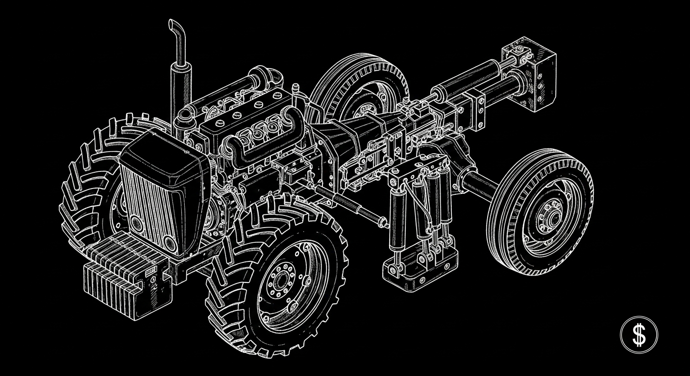 Professional tractor in active commercial use at job site
