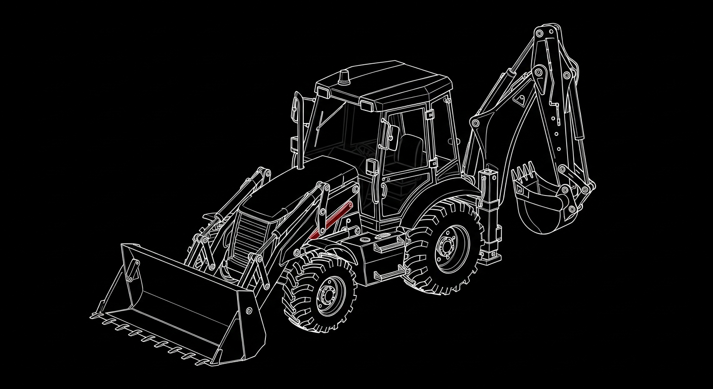 Professional backhoe in active commercial use at job site