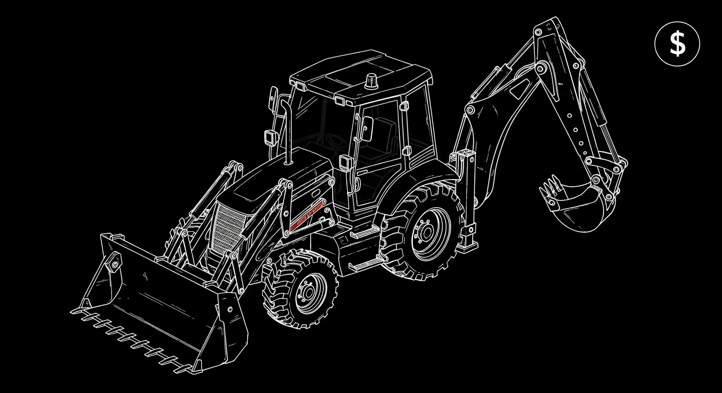 Professional backhoe in active commercial use at job site