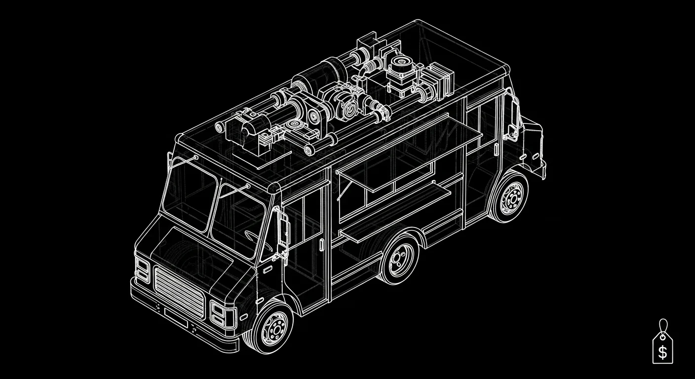 Professional food truck in active commercial use at job site