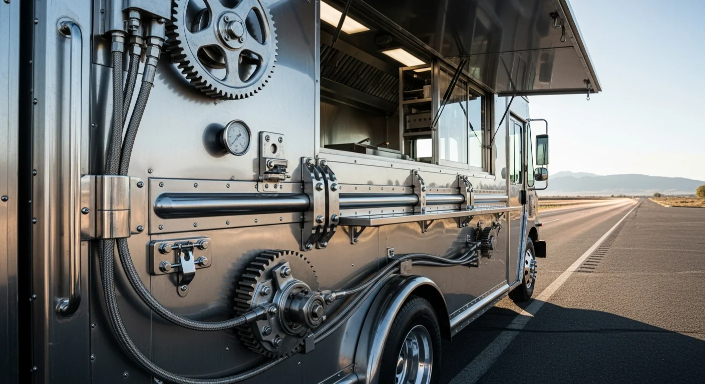 Professional food truck in active commercial use at job site