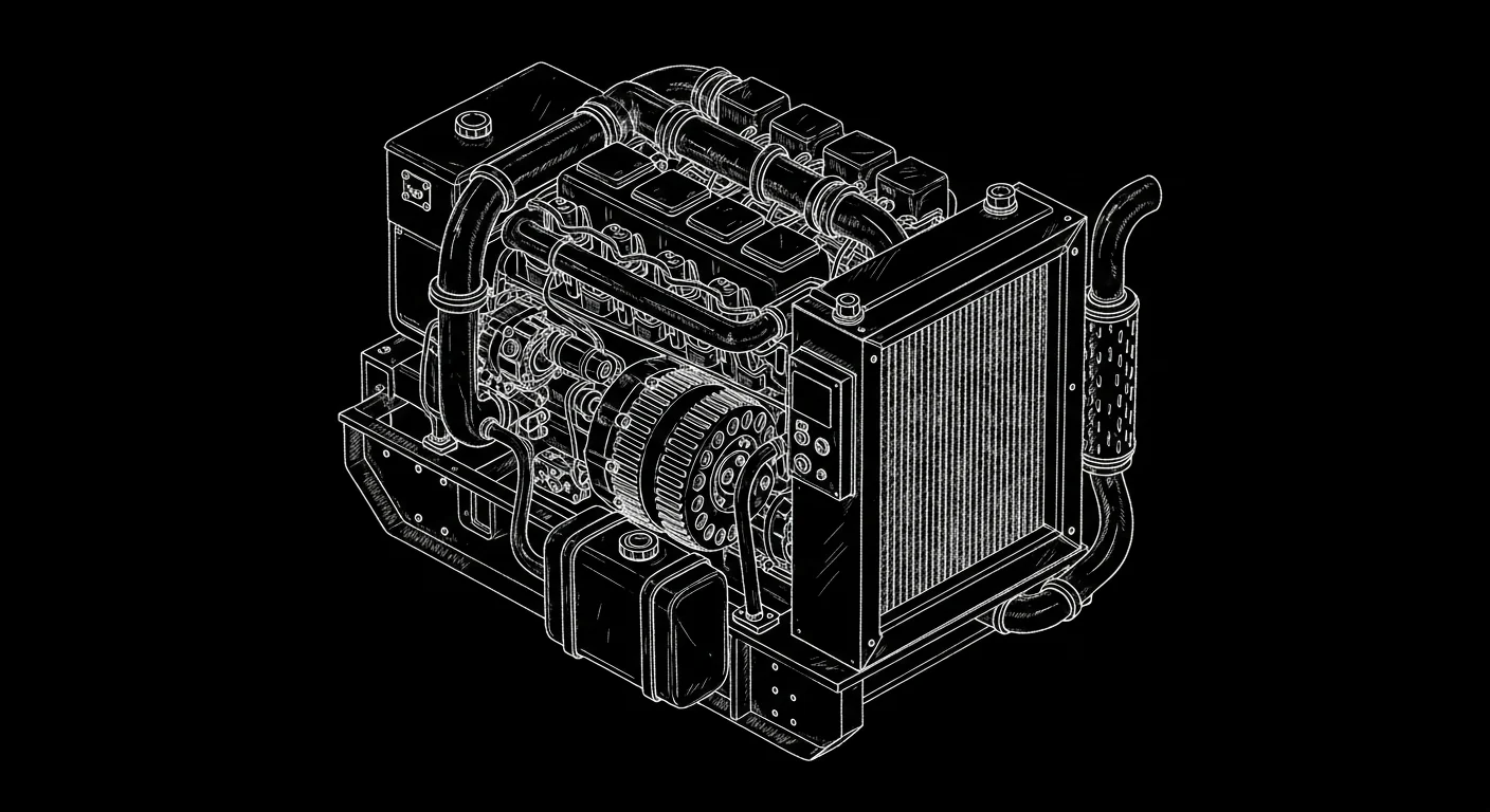 Professional diesel-generator in active commercial use at job site