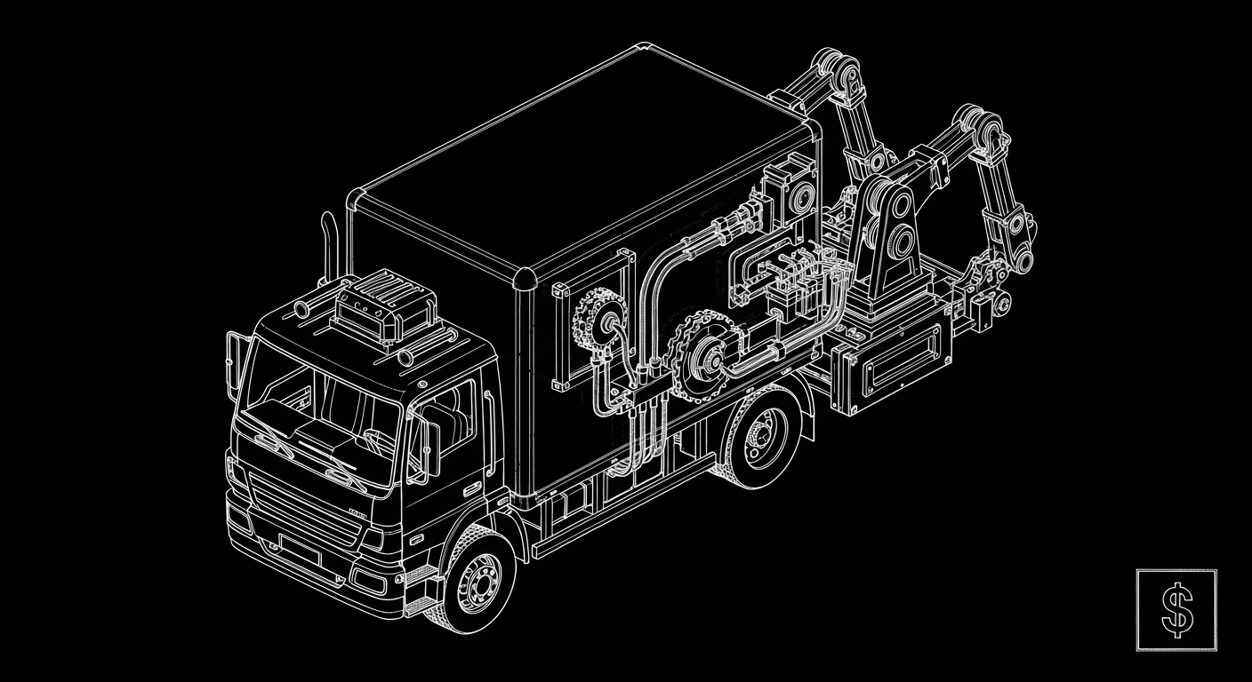 Professional box truck in active commercial use at job site