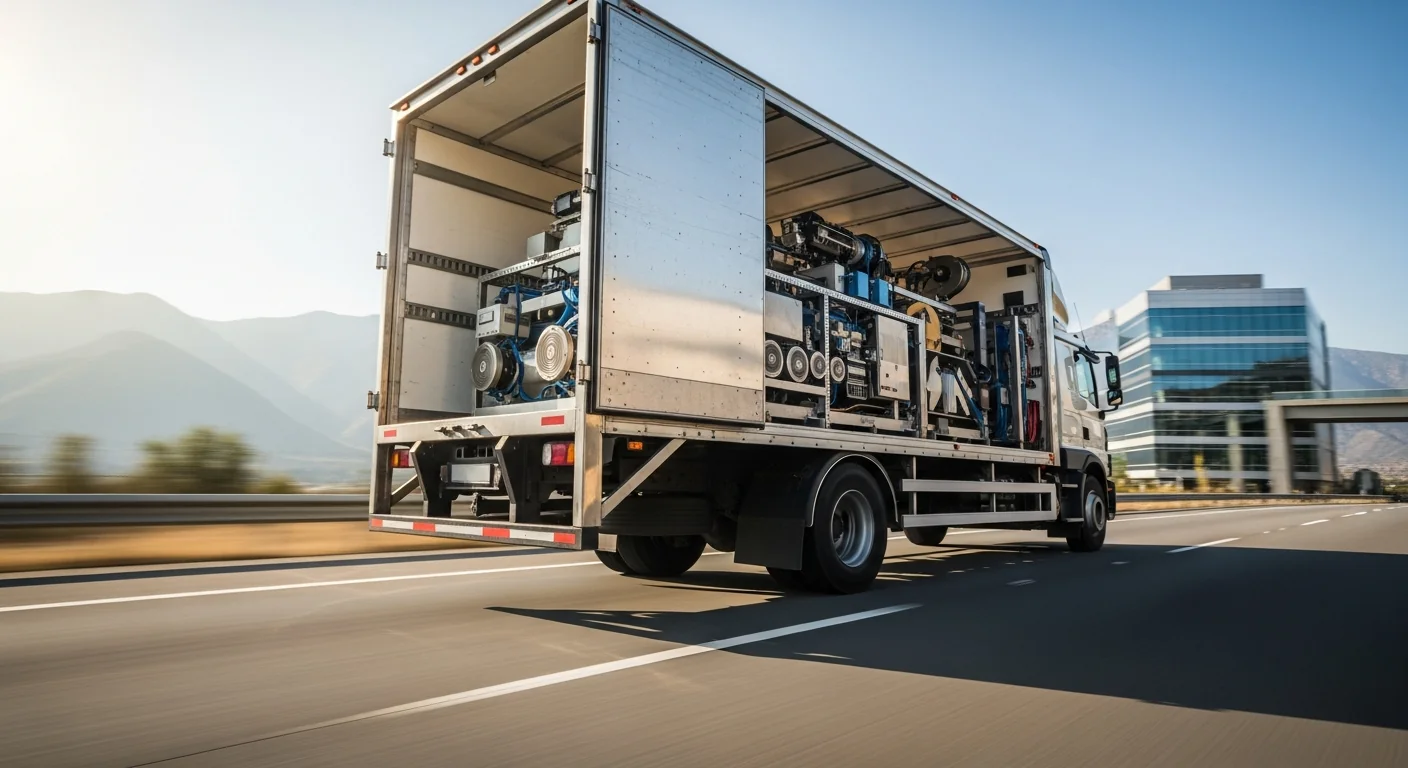 Professional box truck in active commercial use at job site