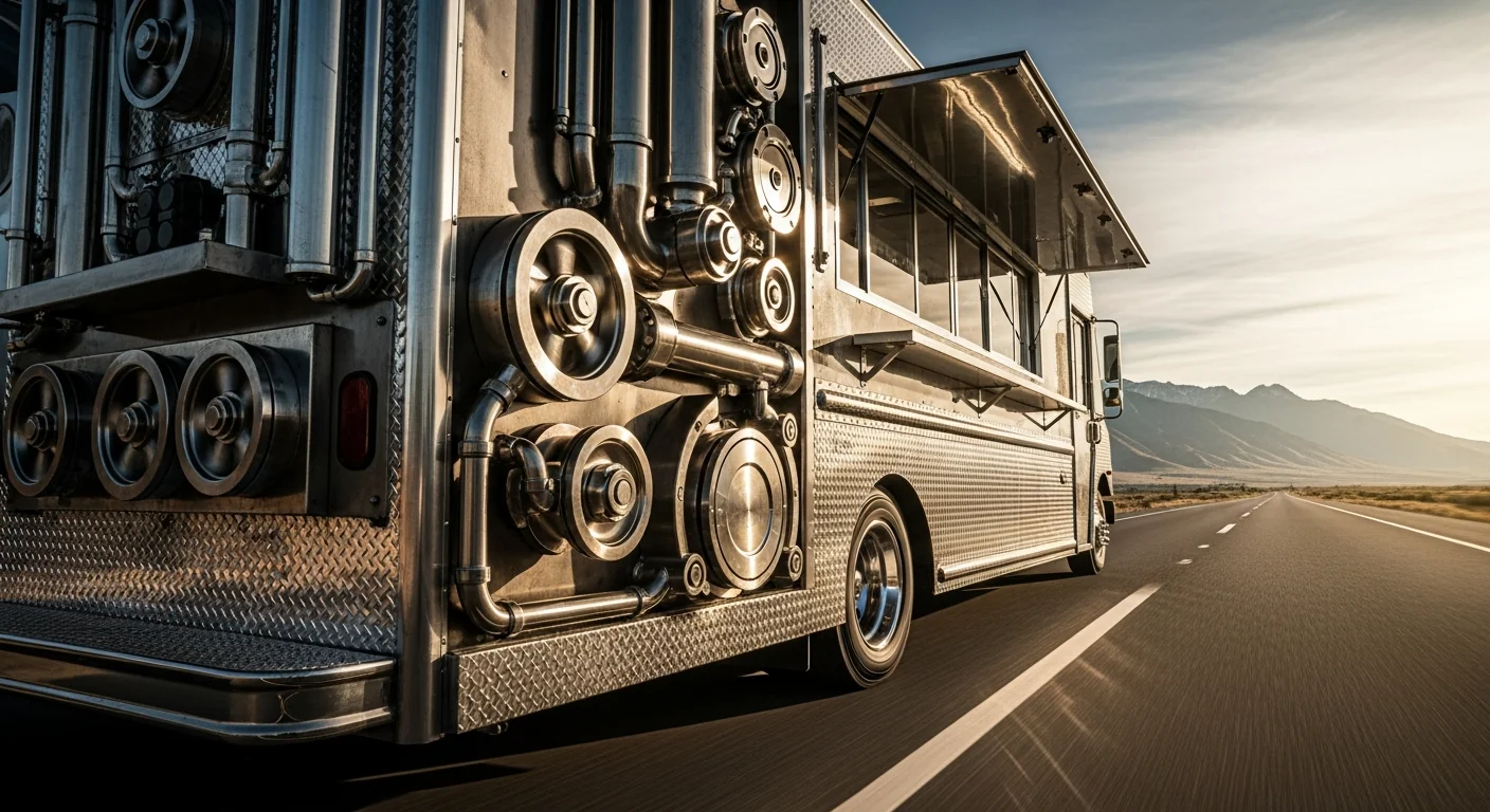 Professional food truck in active commercial use at job site
