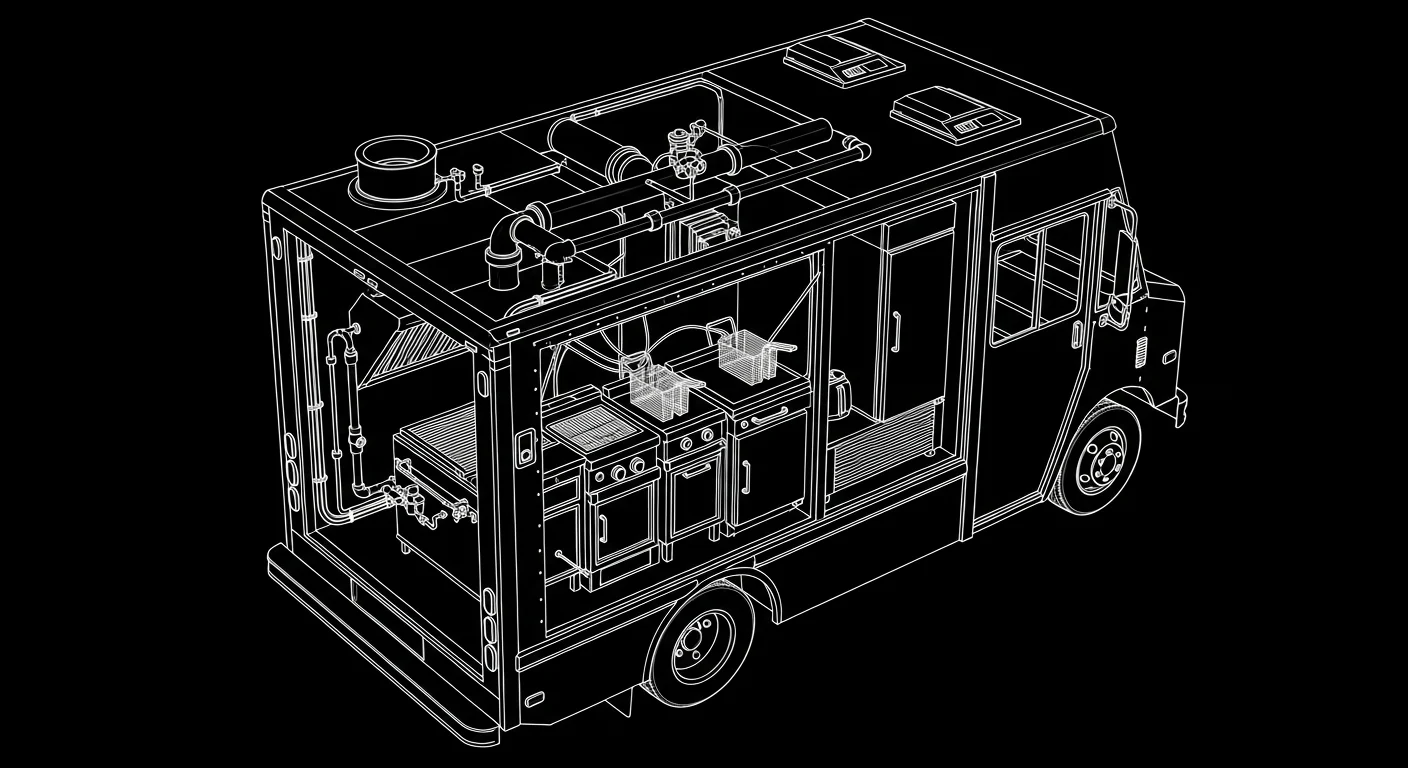 Professional food truck in active commercial use at job site