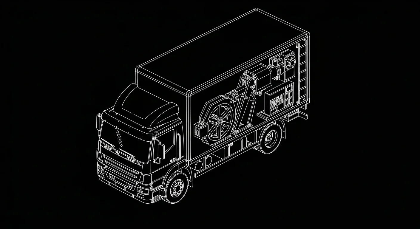 Professional box truck in active commercial use at job site