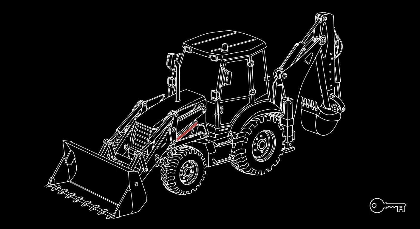 Professional backhoe in active commercial use at job site
