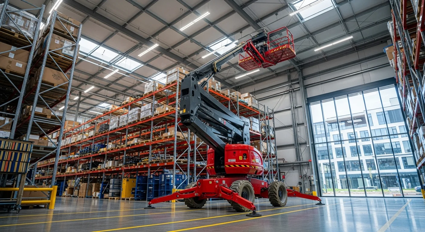 Professional Boom Lift in active commercial use at job site