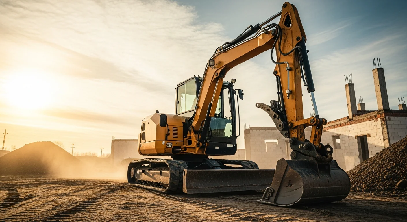 Professional Mini Excavator in active commercial use at job site