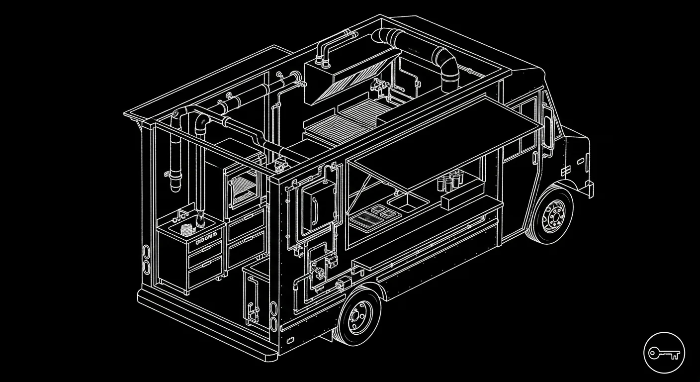 Professional food truck in active commercial use at job site