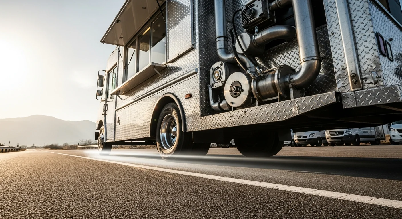 Professional food truck in active commercial use at job site