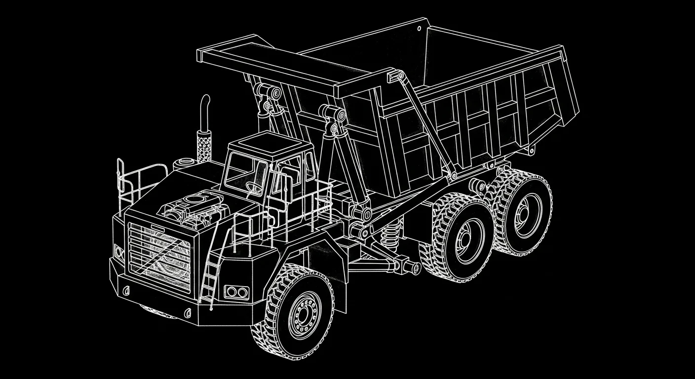 Professional dump truck in active commercial use at job site