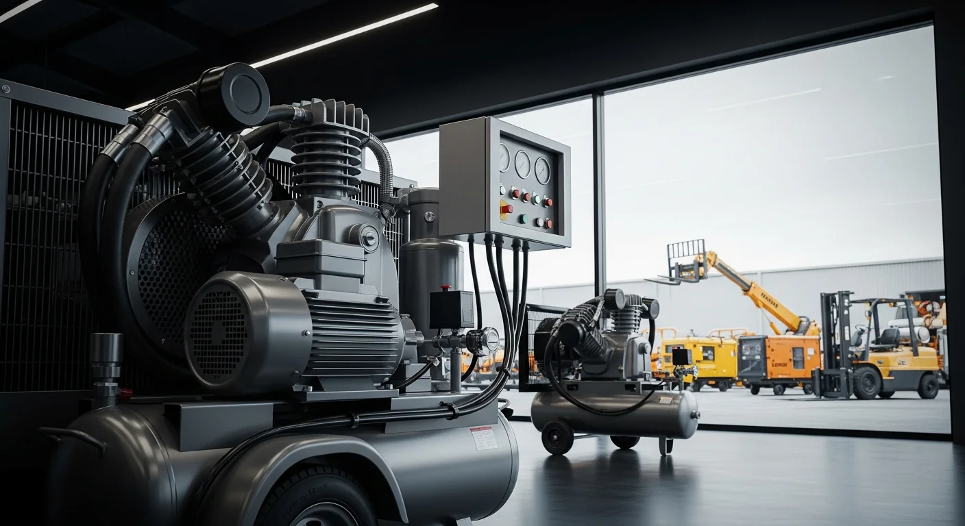 Professional Air Compressor in active commercial use at job site
