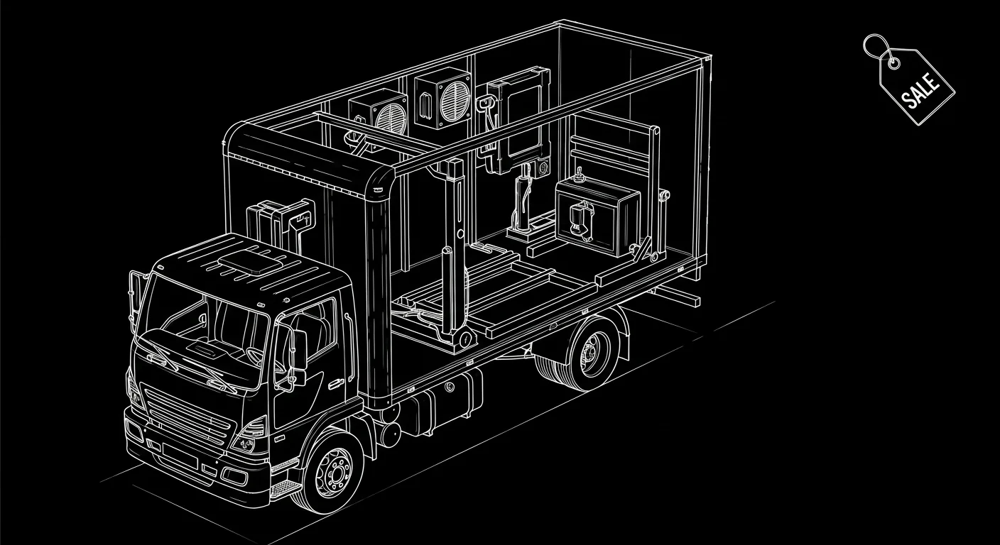 Professional box truck in active commercial use at job site