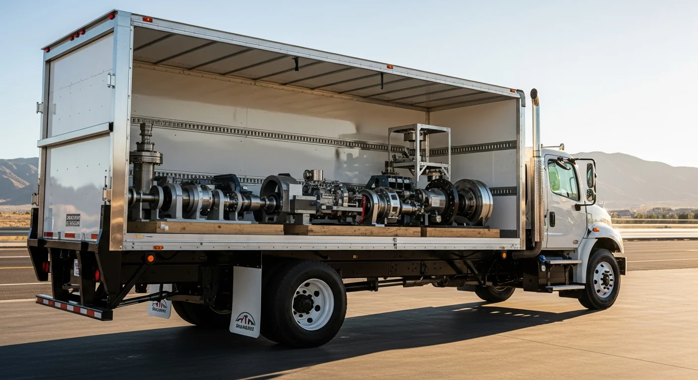 Professional box truck in active commercial use at job site