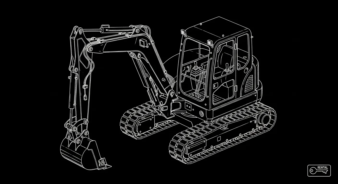 Professional mini excavator in active commercial use at job site