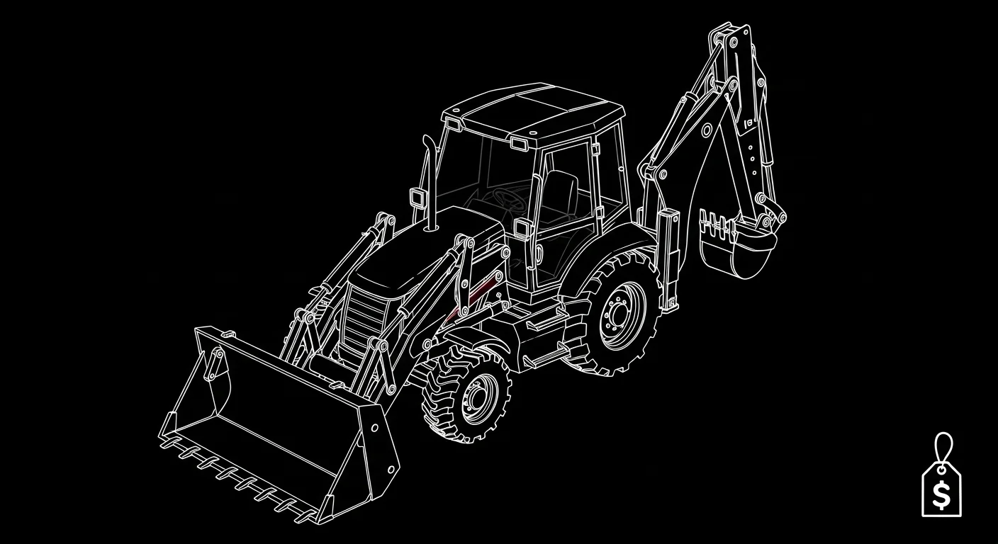 Professional backhoe in active commercial use at job site