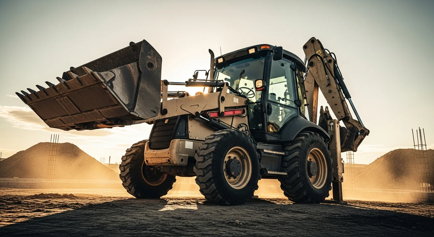 Professional backhoe in active commercial use at job site
