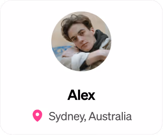 Profile photo of Alex with location Sydney, Australia indicated below the name.