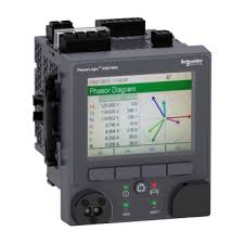 Schneider Electric PowerLogic ION7400 power meter displaying a phasor diagram on screen.