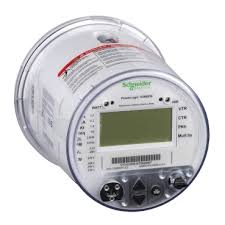 Schneider Electric digital electric meter with LCD display and control buttons.