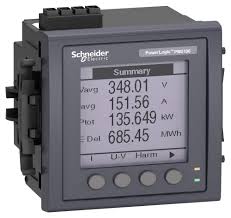 Schneider Electric PowerLogic PM5000 energy meter displaying voltage, current, power, and energy data.