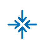 Blue icon with four arrows pointing inward towards the center from four directions.