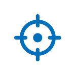 Blue target icon with four quadrants and a circle in the center.