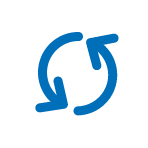 Blue circular arrows forming a refresh or sync symbol.