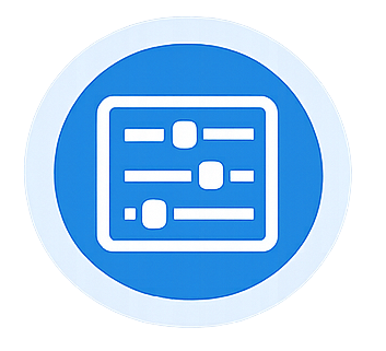 Blue circle with white control sliders icon indicating adjustable settings or load type control.