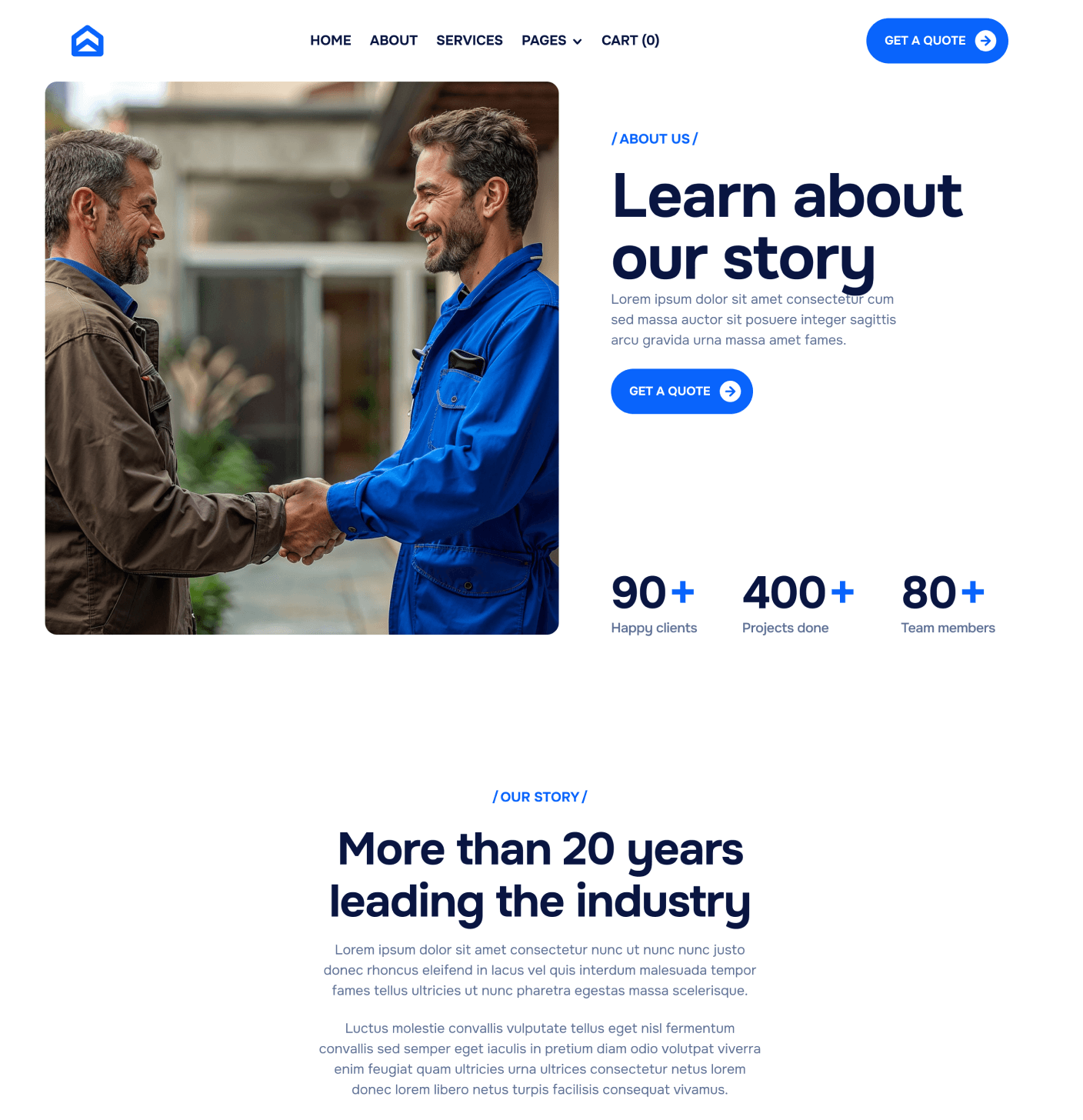 Homerepair X - About Main Page - Handyman Webflow Template