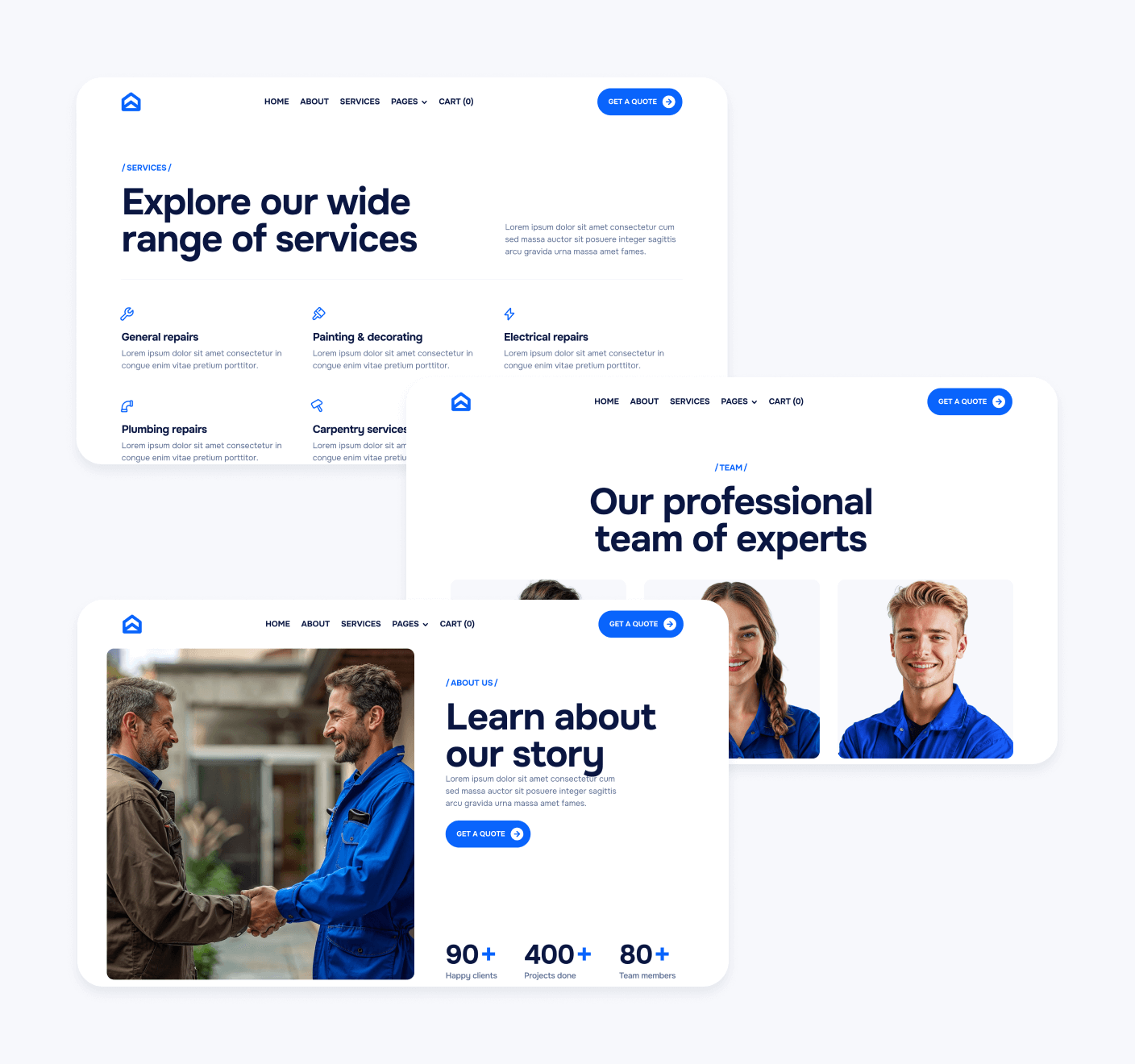 Homerepair X - More Than 60 Sections - Handyman Webflow Template