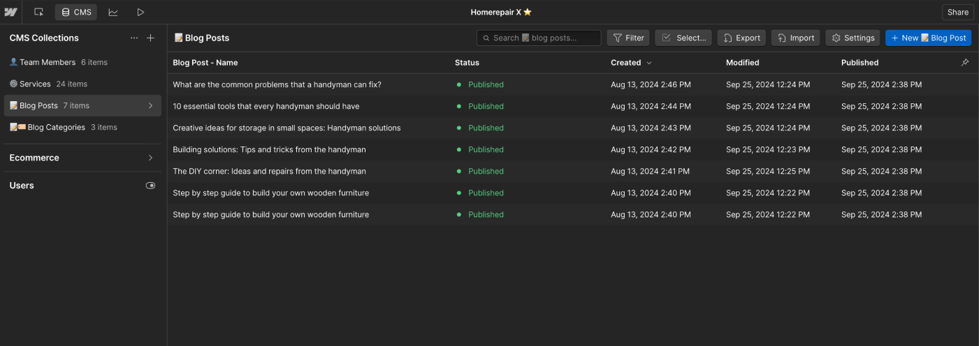 CMS Collection - Homerepair X Webflow Template | BRIX Templates