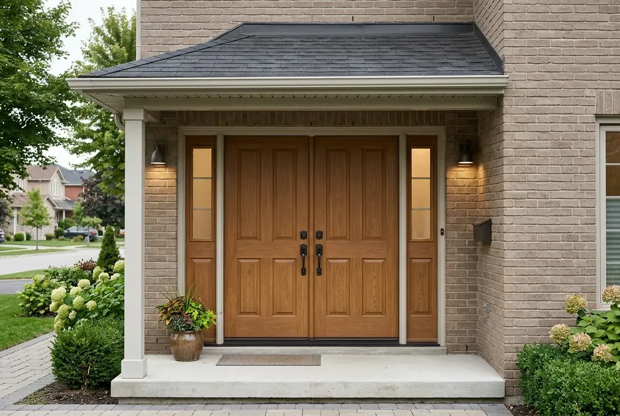 Double-entry design inspiration illustrating coordinated doors and exterior trim.