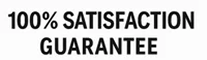Text reading '100% Satisfaction Guarantee' in bold black letters on white background.