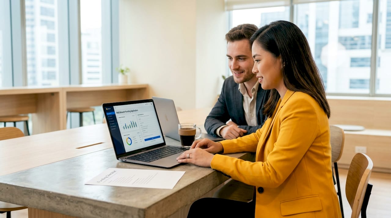Philippine SME owner submitting loan paperwork