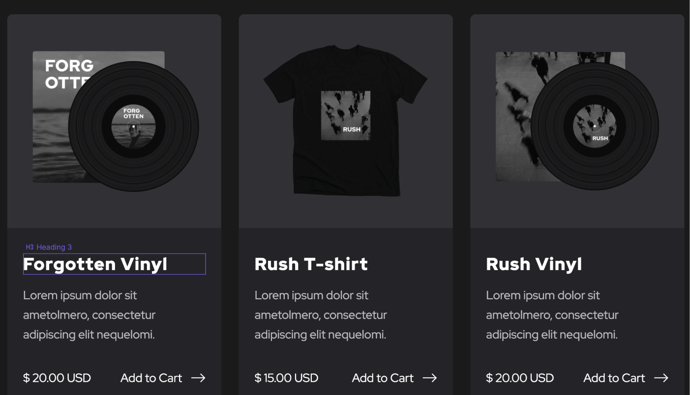 eCommerce Products - Music X Webflow Template