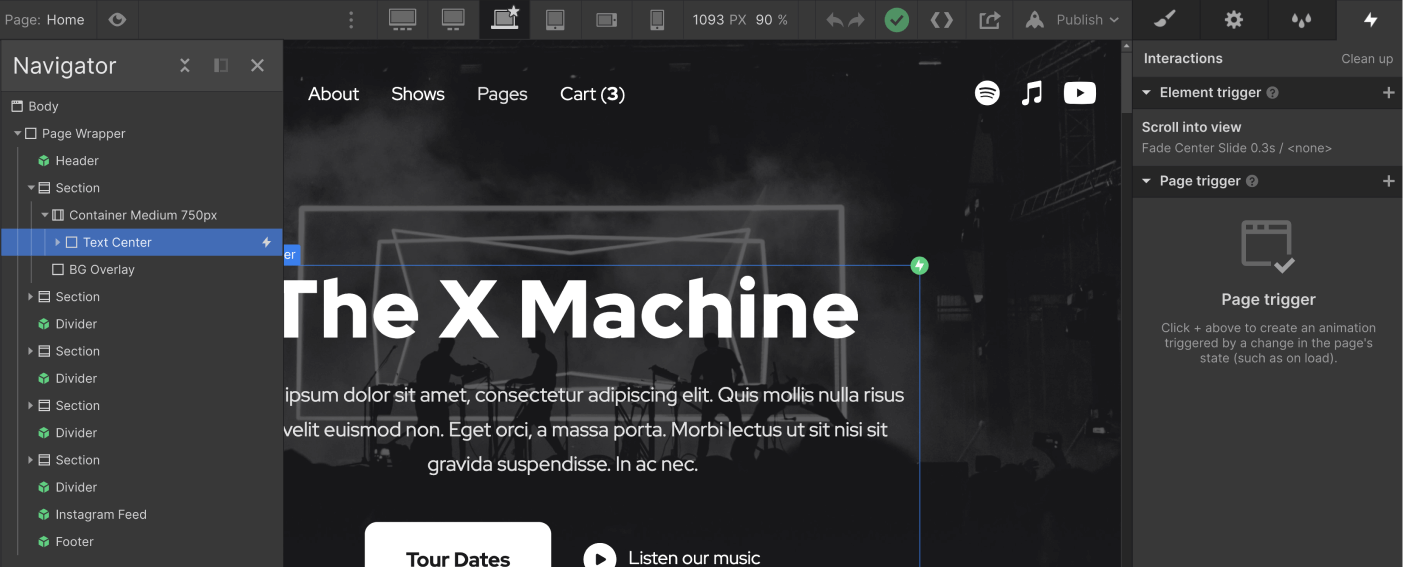 Animations - Music X Webflow Template