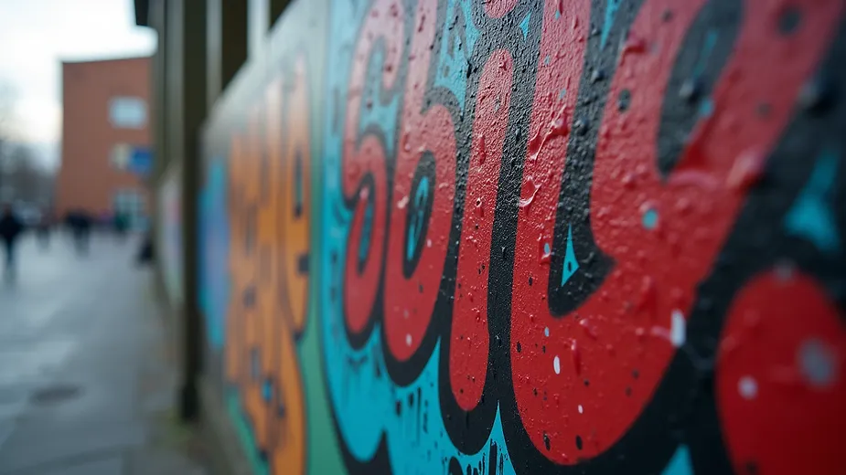 Close-up view of a graffiti art piece symbolizing rebellion