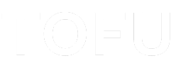 The word 'TOFU' in bold white uppercase letters on a black background.