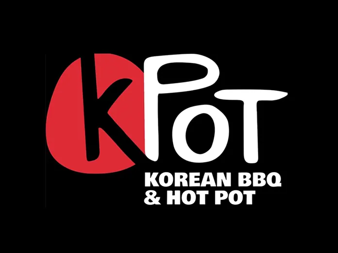 KPot Korean BBQ & Hot Pot logo featuring bold red and white text on a black background.