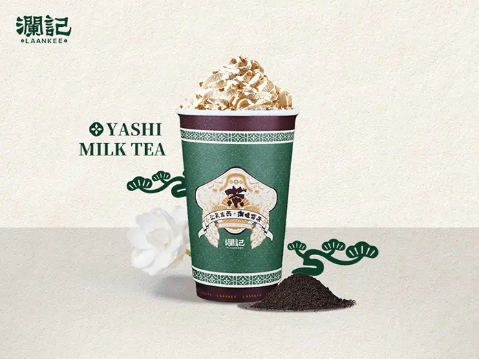 Yashi milk tea from Laankee served in a branded cup, ordered using a bubble tea shop POS system for fast and smooth checkout.