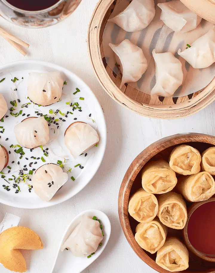 Steamed and fried Chinese dumplings served after being ordered using a restaurant POS system.