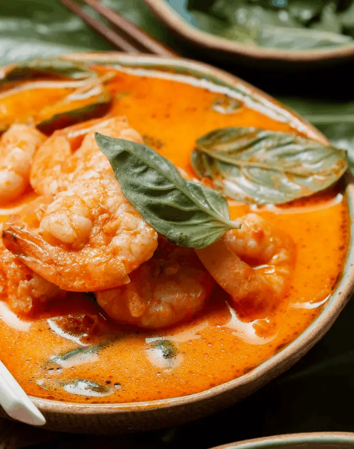 Spicy Thai shrimp curry in a bowl, ordered through a restaurant POS system for Thai restaurants.