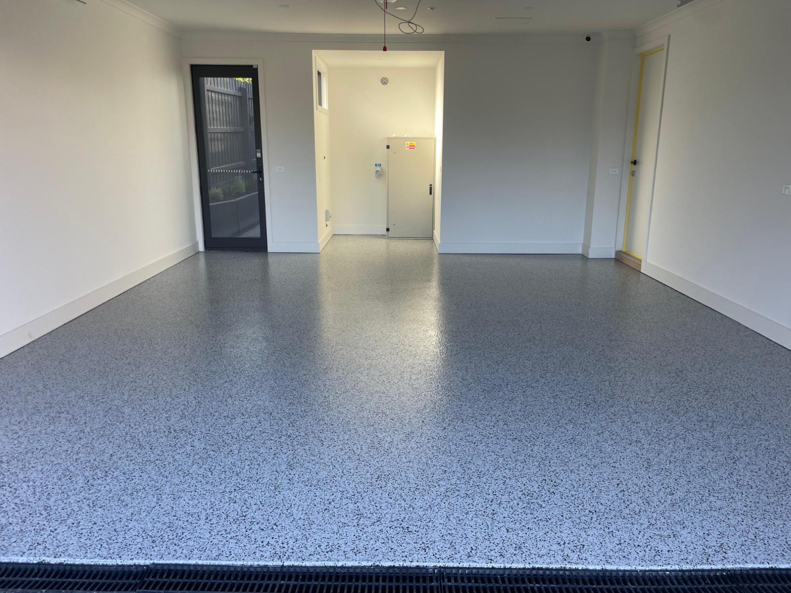 Epoxy flake floor finish in a garage in melbourne