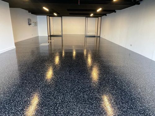 Epoxy flake floor for melbourne residential garage floors