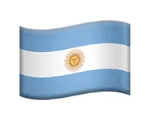 Waving flag of Argentina with blue and white horizontal stripes and a yellow sun emblem in the center.