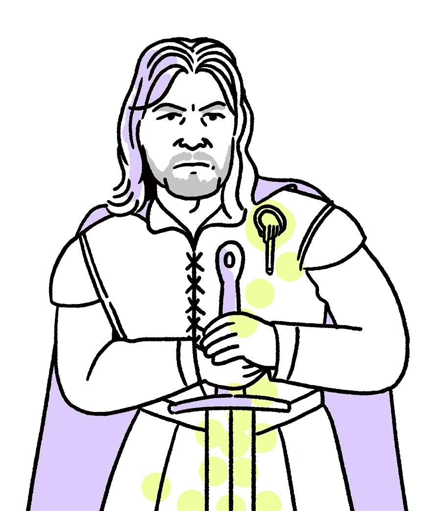 Silhouette of a person opening a door with light and stars shining from behind it.