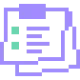 Illustration of a purple sticky notepad with a turquoise sticky note and black text lines.